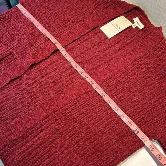 NEW ee:some Chunky Knit Cardigan Sz Med / Large Burgundy Maroon Cranberry - Picture 5 of 7